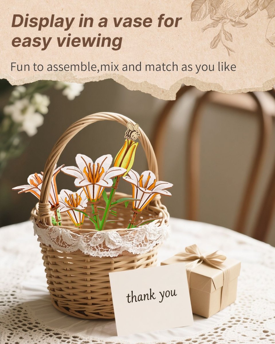 White Lily DIY Wooden Flower - KAAYEE Puzzle