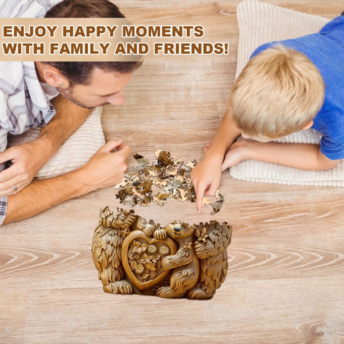 Woodcarve bear family Wooden Jigsaw Puzzle - KAAYEE Puzzle
