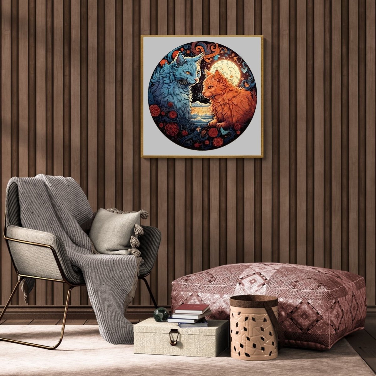 YIN YANG CAT 1 Wooden Jigsaw Puzzle - KAAYEE Puzzle