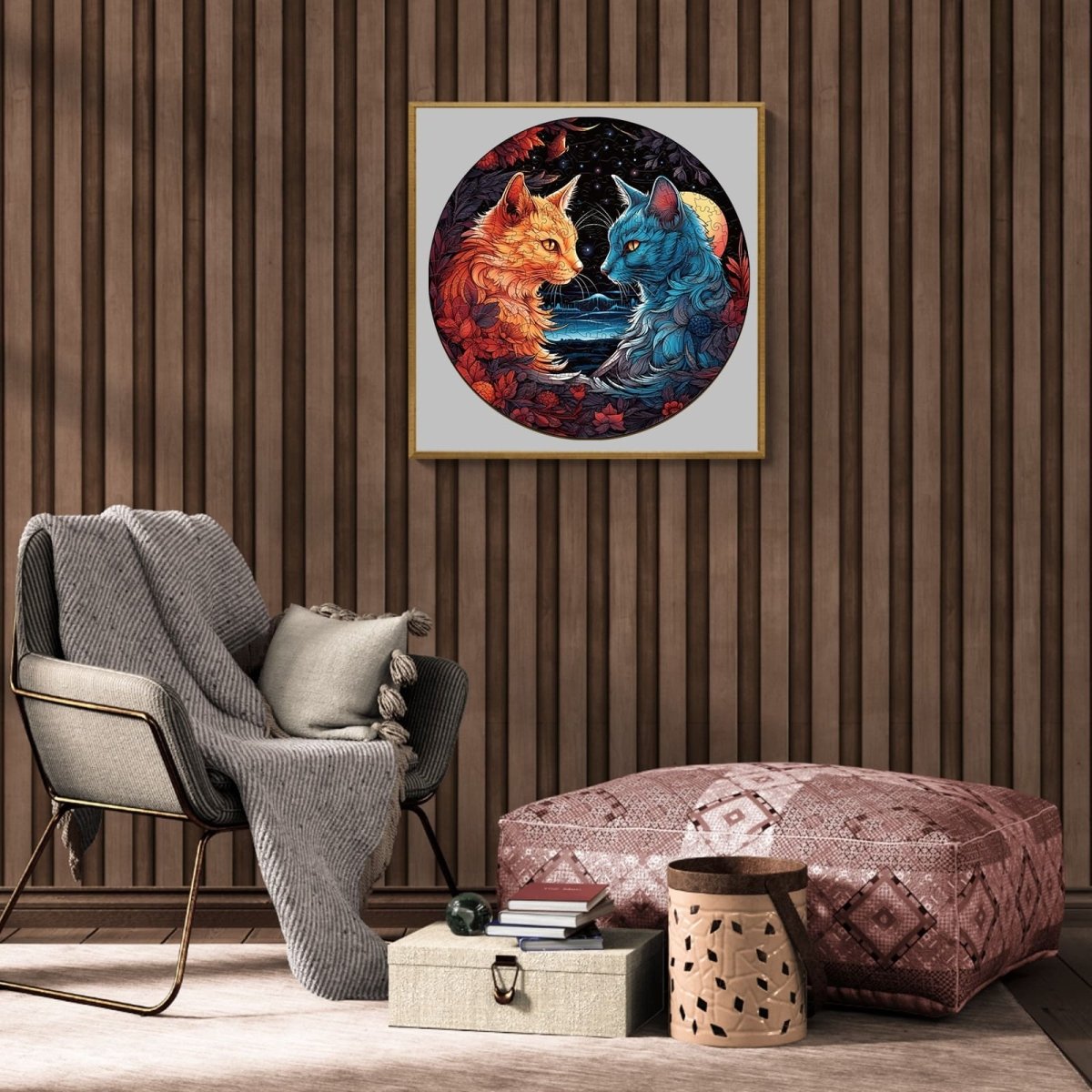YIN YANG CAT 2 Wooden Jigsaw Puzzle - KAAYEE Puzzle