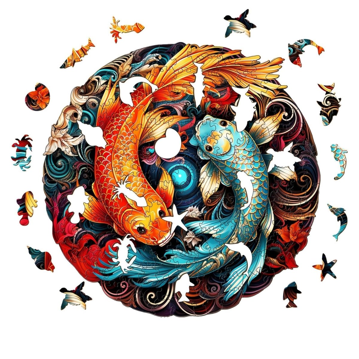 Yin Yang Fish Wooden Jigsaw Puzzle - KAAYEE Puzzle