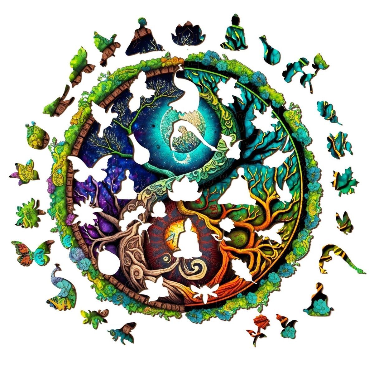Yin Yang Tree of Life Wooden Jigsaw Puzzle - KAAYEE Puzzle